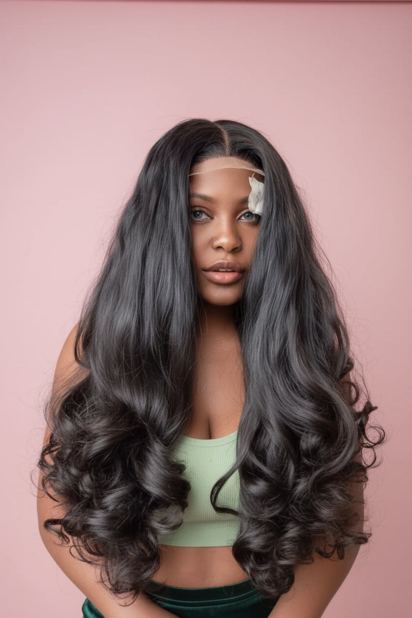 26”Raw unprocessed loose curly | paired with 5x5