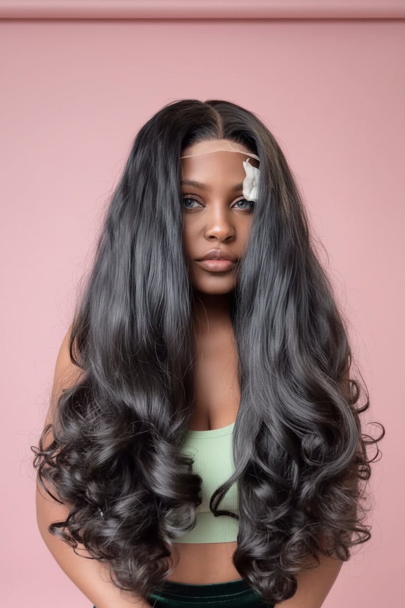 26”Raw unprocessed loose curly | paired with 5x5